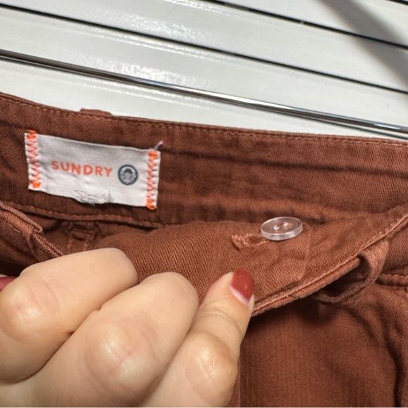 Sundry Rust Cotton Croft Pants High Waisted Button Fly Size 33x21 - Picture 5 of 8